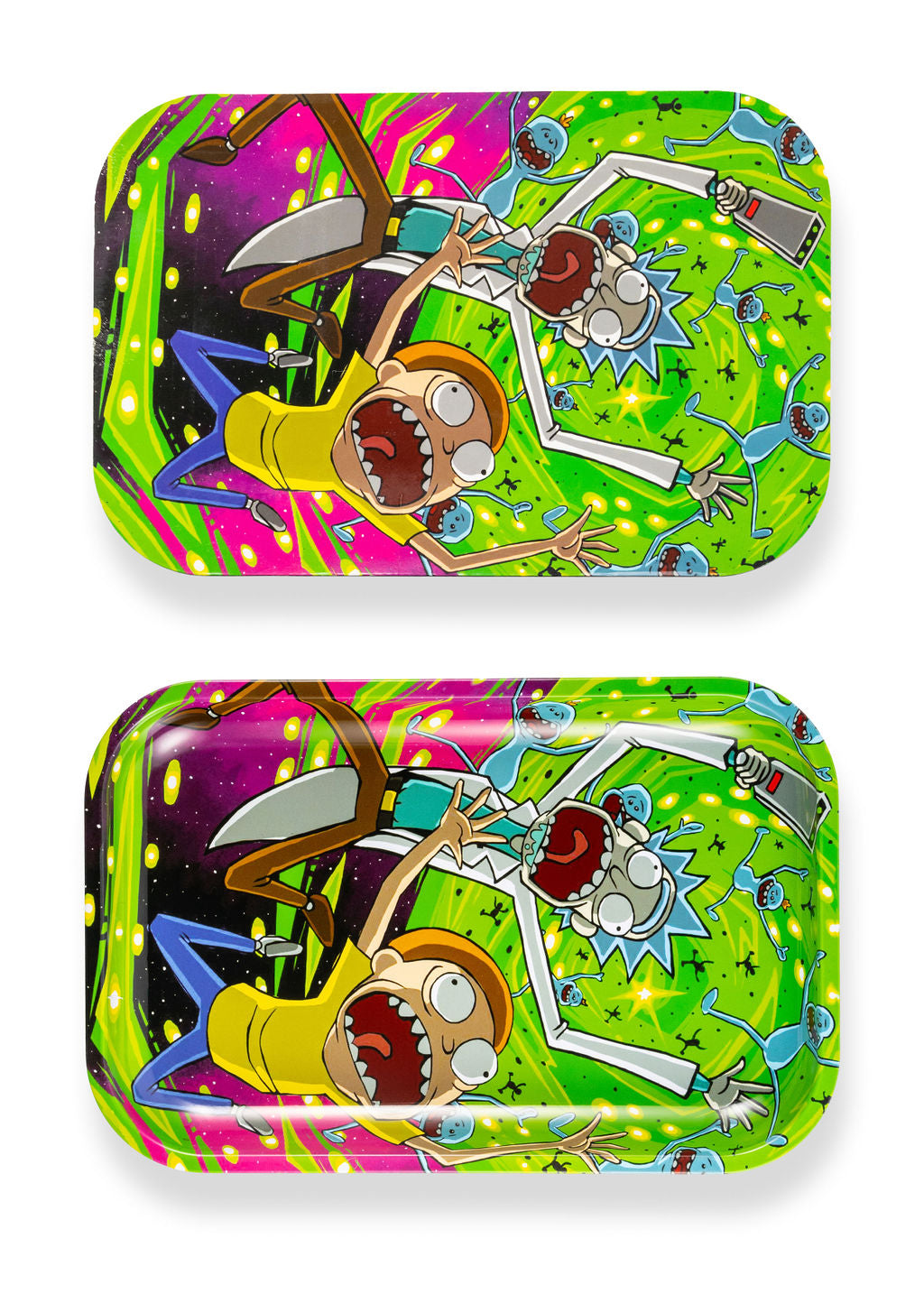 Rick & Morty Two Bags Small Metal Rolling Tray w/ Magnetic Lid - Slightly  Burnt Out