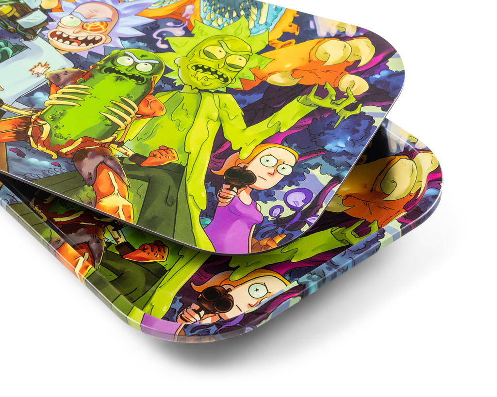 Rolling Tray with Magnetic Spill Proof Cover 7 x 5.5 inches Rick and Morty  Time Warp Tunnel Travel